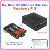 SUPTRONICS X1005 Dual NVMe SSD Bottom Shield with METAL CASE for Raspberry Pi 5